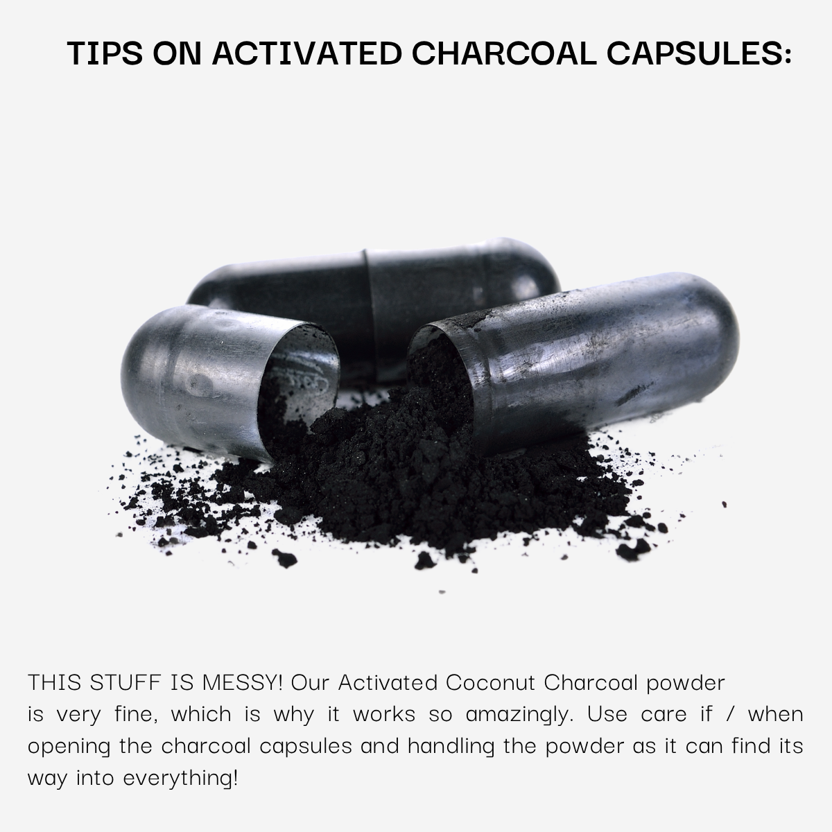 100% Food Grade Organic Coconut Activated Charcoal Capsules