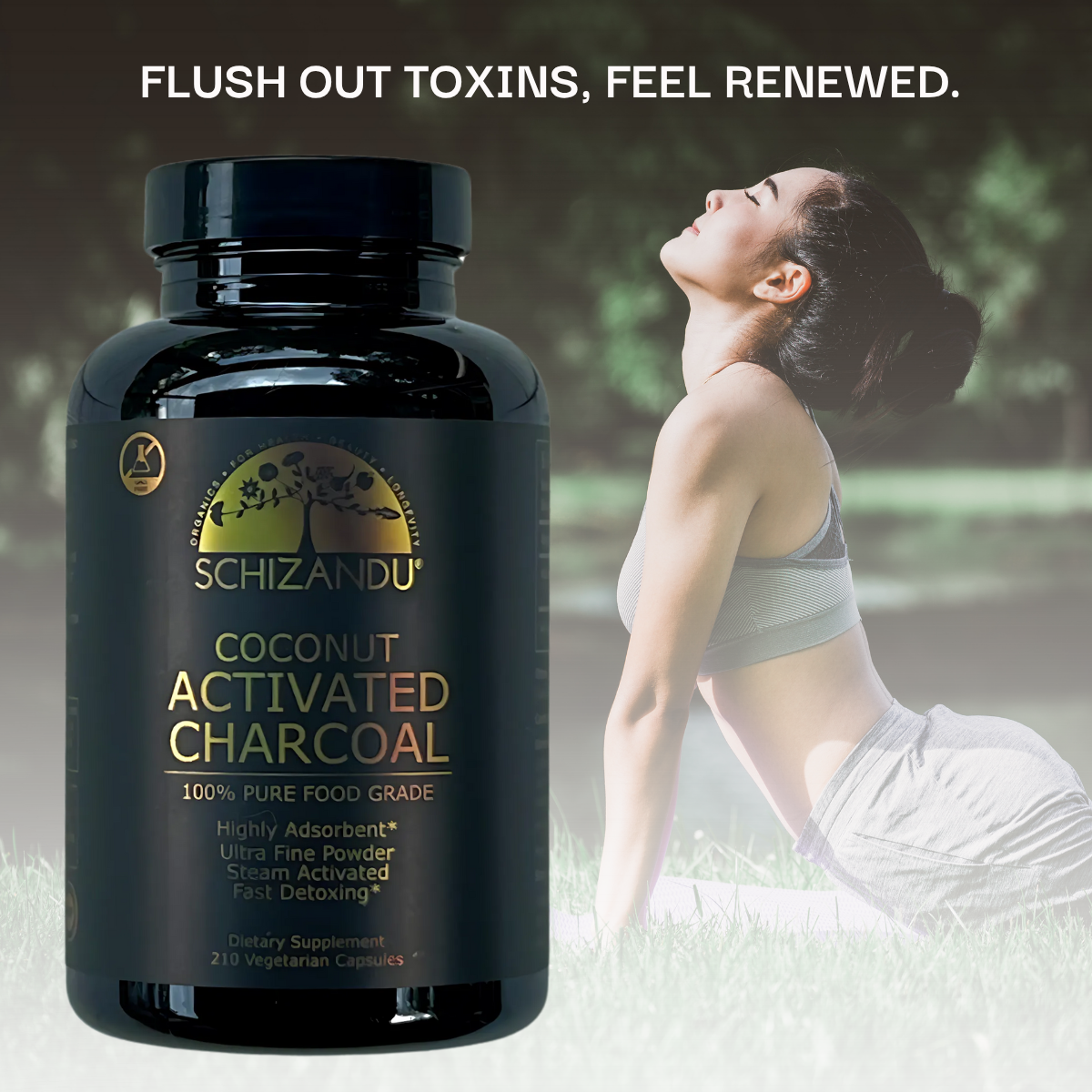 100% Food Grade Organic Coconut Activated Charcoal Capsules